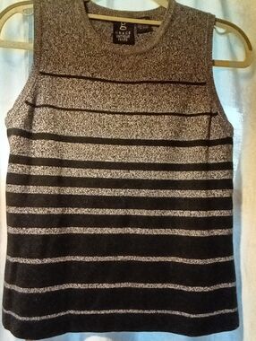 Women's Grace Black and Gray Striped Knit Tank